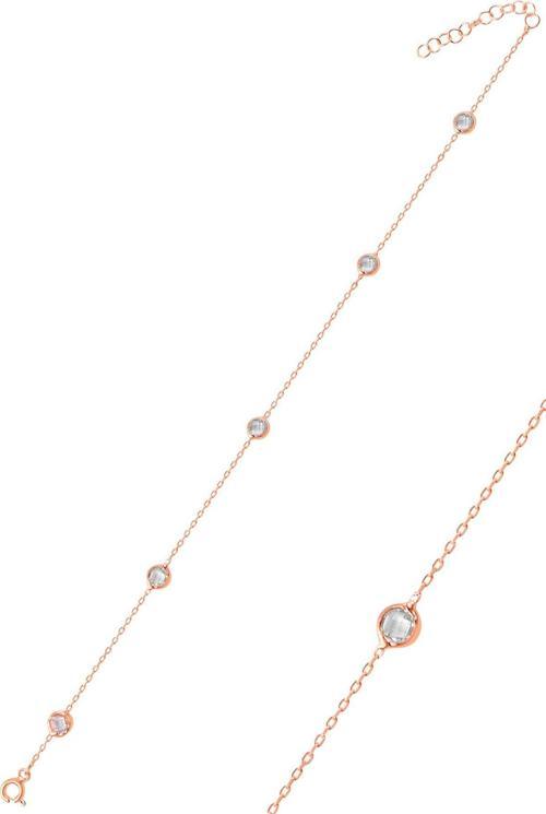 Gümüş rose zirkon tek sıra taşlı bileklik 