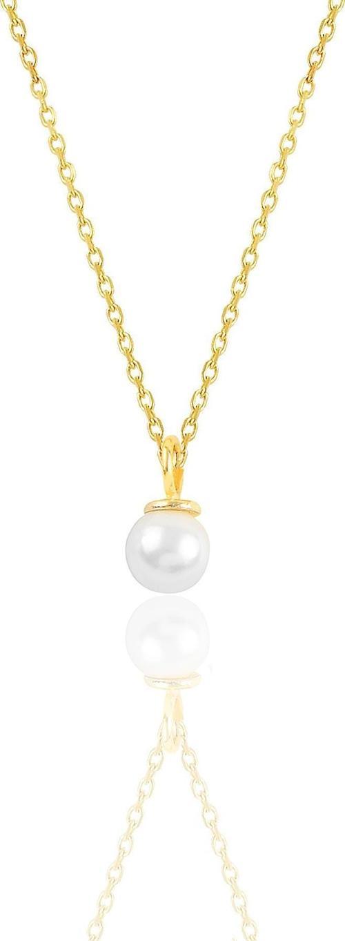 Gümüş altın yaldızlı zirkon taşlı inci kolye 