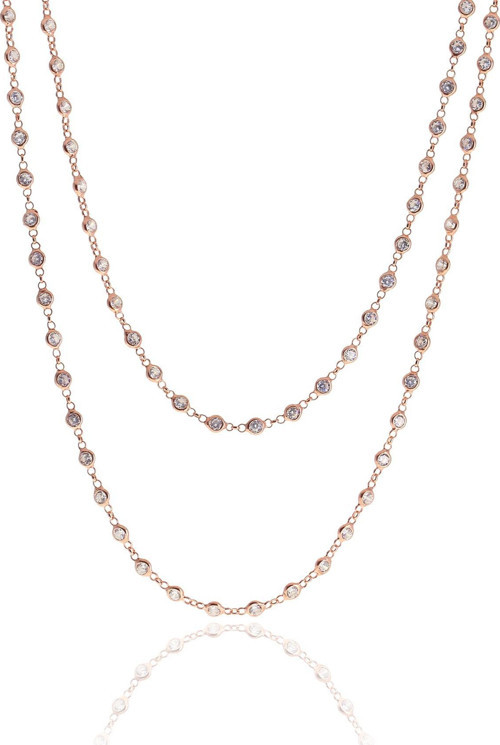 Gümüş rose zirkon taşlı 90 cm kolye