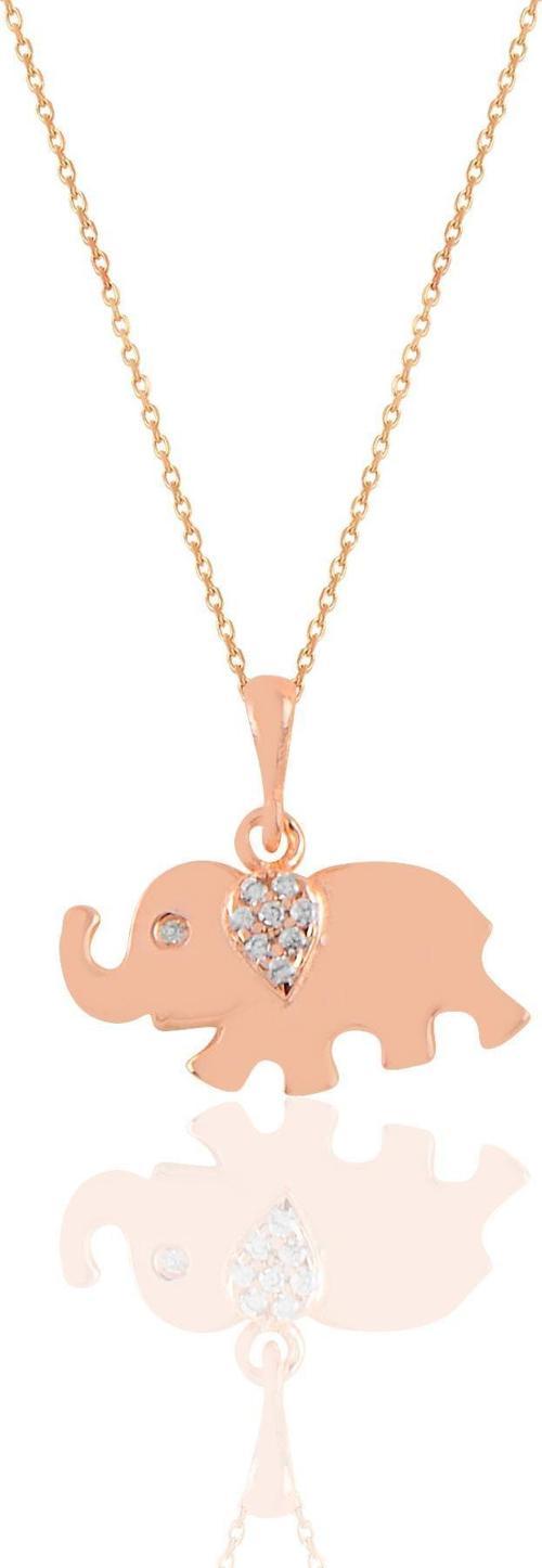 Gümüş rose zirkon taşlı fil kolye