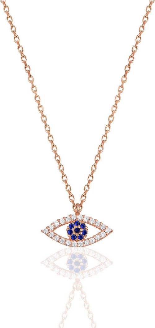 Gümüş rose zirkon taşlı göz kolye
