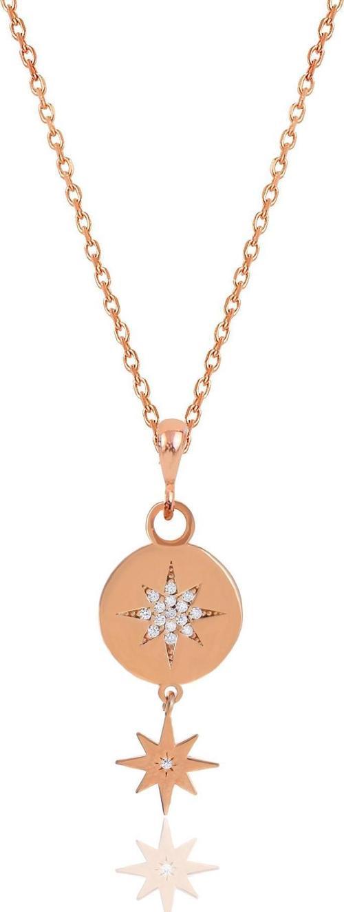 Gümüş rose zirkon taşlı kuzey yıldızı kolye