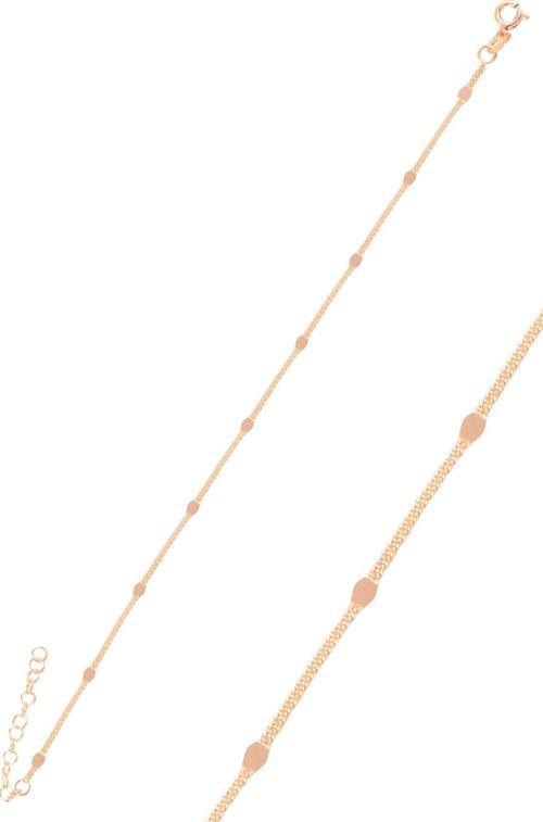 Gümüş rose  pullu gurmet zincirli halhal  