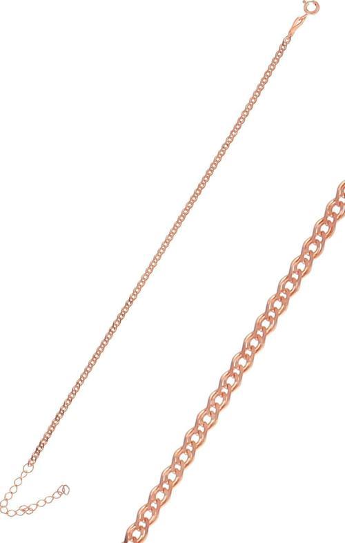 Gümüş rose iç içe geçmeli zincir halhal 