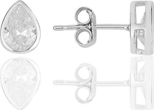 Gümüş rodyumlu damla kesim zirkon taşlı küpe