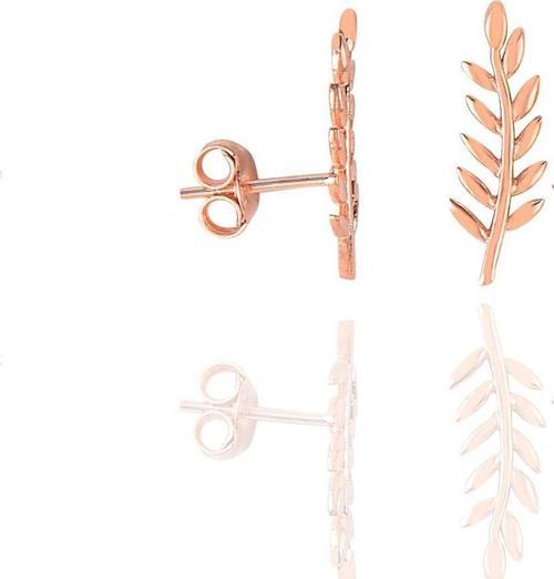 Gümüş rose yaprak modeli küpe