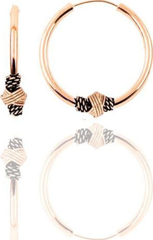Gümüş rose 12 mm mini işlemeli halka küpe