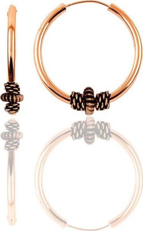 Gümüş rose 14 mm işlemeli halka küpe