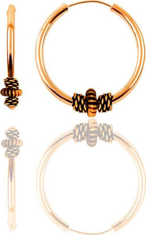Gümüş rose 17 mm işlemeli halka küpe