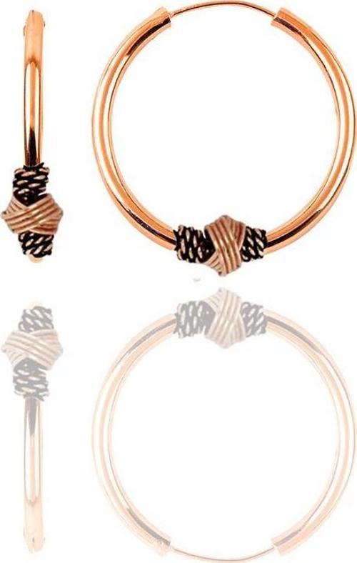 Gümüş rose 17 mm işlemeli halka küpe 