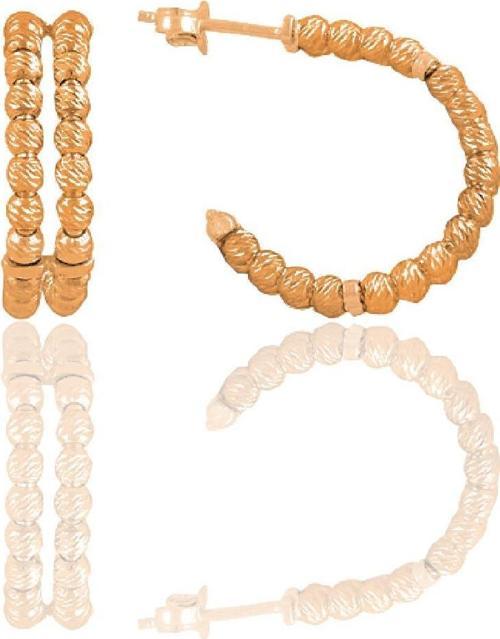 Gümüş rose çift sıra dorica toplu halka küpe  