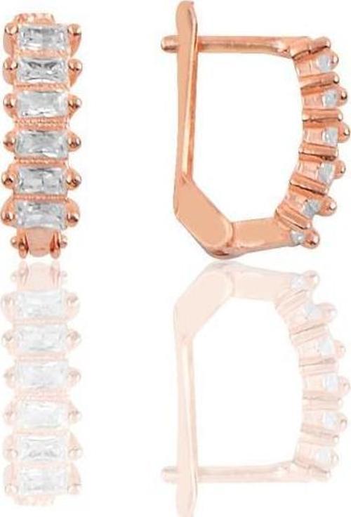 Gümüş Baget taşlı rose j küpe modeli küpe 