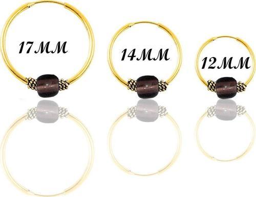 Gümüş altın yaldızlı açık kahverengi taşlı üç boydan oluşan halka küpeler