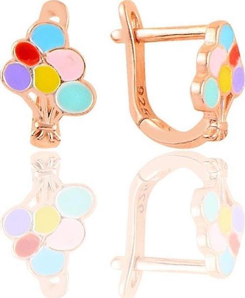 Gümüş rose mineli renkli balonlar küpe 