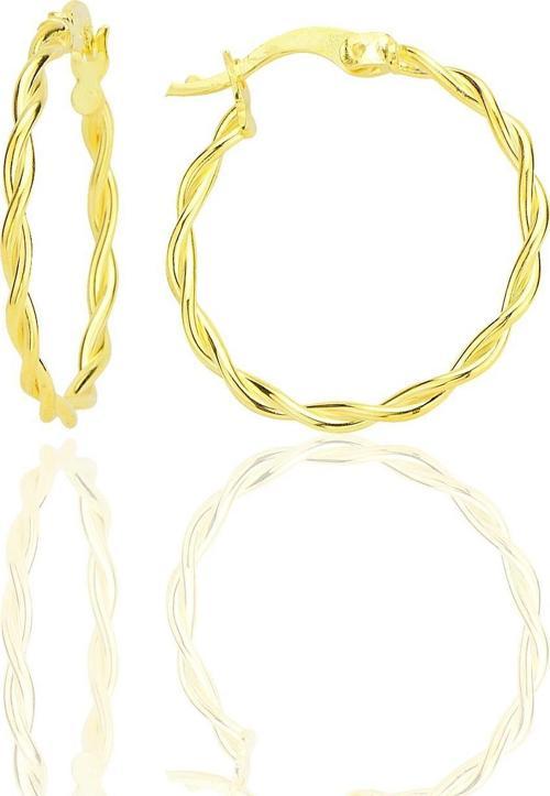 Gümüş altın yaldızlı çift burma halka küpe