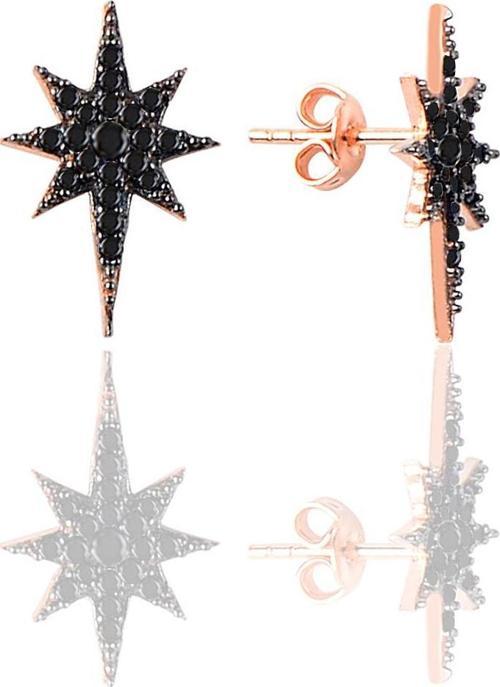 Gümüş rose onix taşlı (kuzey) kutup yıldızı küpe 