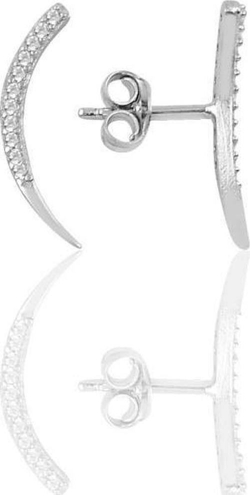 Gümüş rodyumlu zirkon taşlı Ay modeli küpe