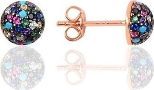 Gümüş renkli taşlı yarım top küpe 