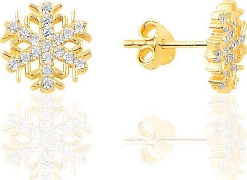 Gümüş altın yaldızlı new kar tanesi küpe