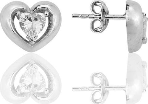 Gümüş rodyumlu zirkon taşlı heart (kalp) küpe 