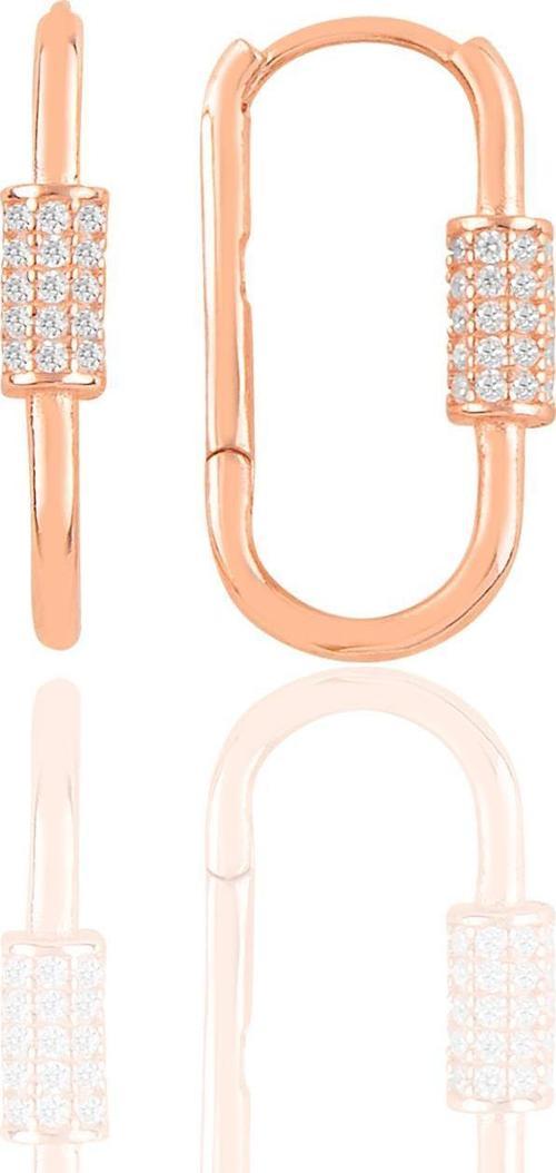 Gümüş rose zirkon taşlı  tasarım küpe 