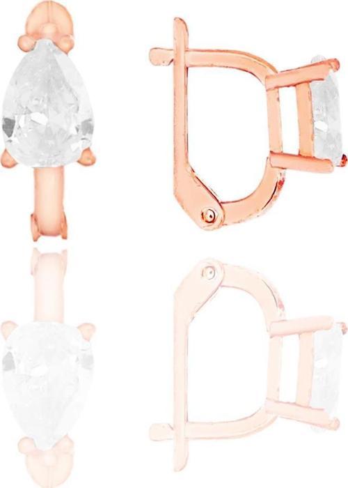 Gümüş rose zirkon taşlı damla j küpe 