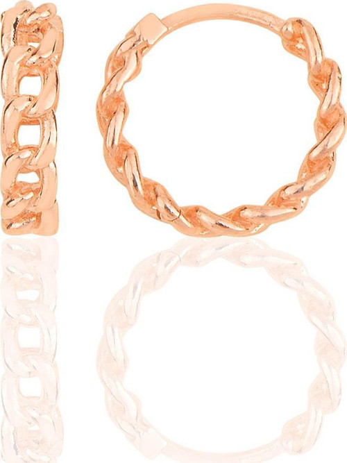 Gümüş rose zincir modeli halka küpe