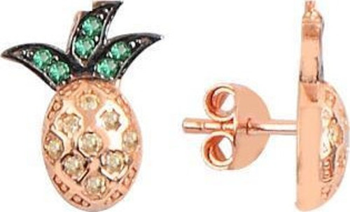 Gümüş rose zirkon taşlı ananas küpe