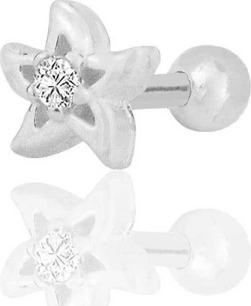 Gümüş rodyumlu zirkon taşlı yıldız modeli Tragus helix Piercing küpe