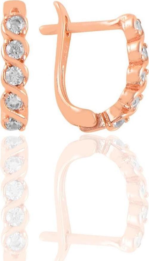 Gümüş rose zirkon taşlı örgü modeli j küpe 