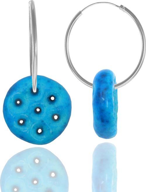 Gümüş yedi delikli süryani nazarlığı halka küpe 