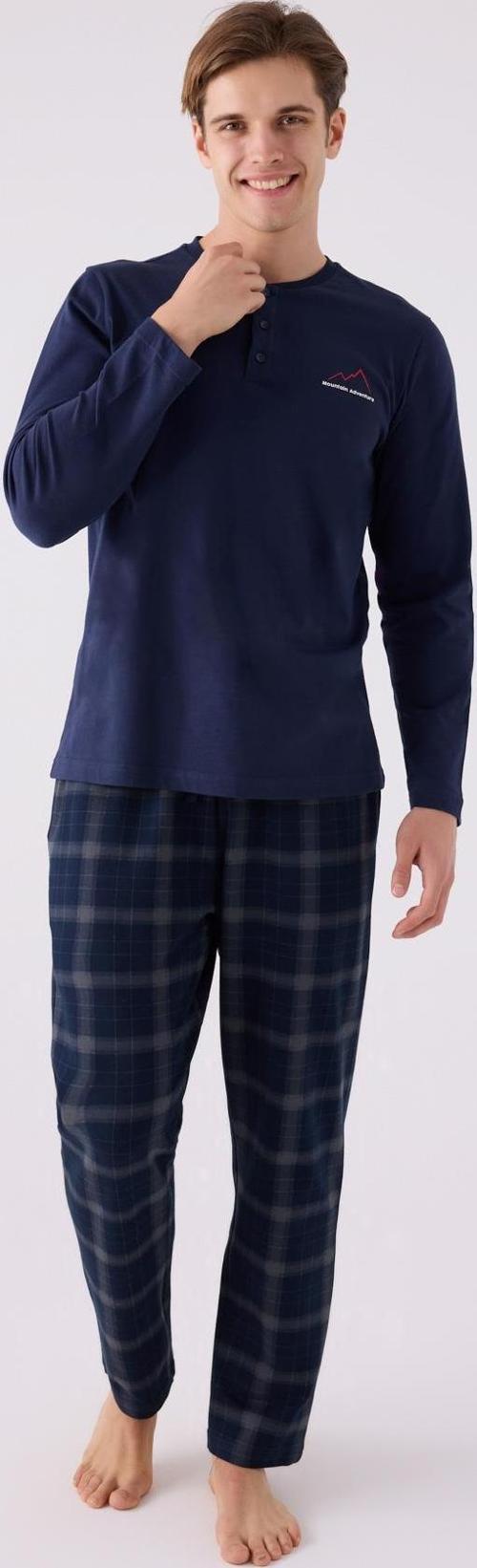3152 Büyük Beden Erkek Uzun Kol Düğmeli Pijama Takım