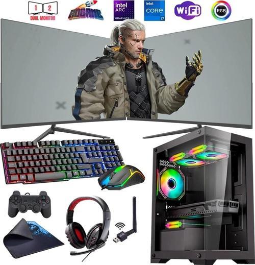 İ7 12700F 16GB DDR4 480SSD 12GB ARC B580 Çift 24" Mon. Oyun Bilgisayarı (Gaming SET)