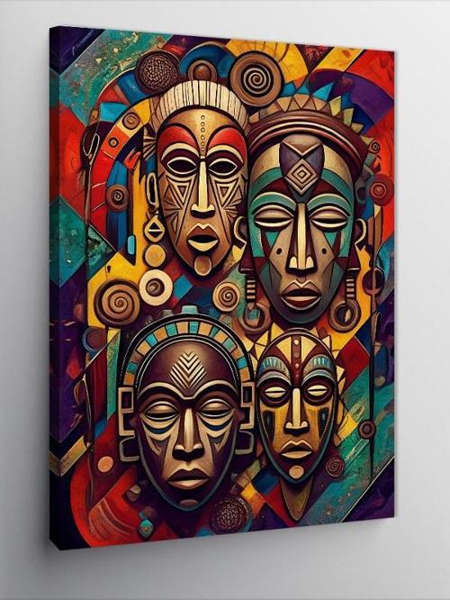 Kanvas Tablo Afrika Maskeleri Sanatı