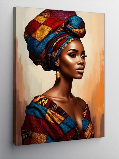 Kanvas Tablo Afrikalı Desenli Kadın