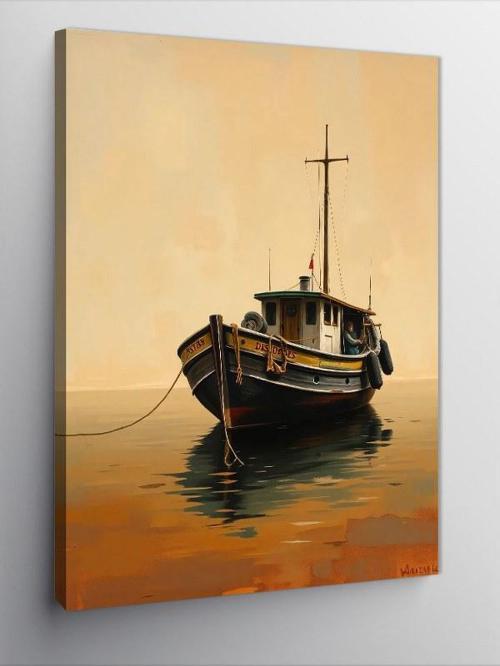 Kanvas Tablo Balıkçı Teknesi Ve Deniz
