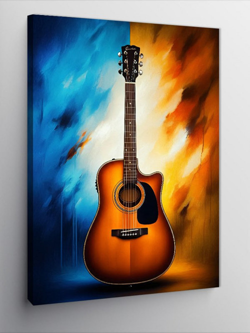 Kanvas Tablo Akustik Gitar Işıltısı