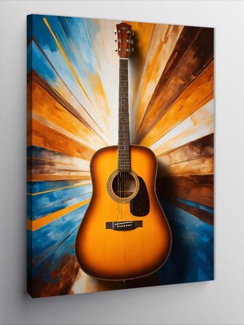 Kanvas Tablo Akustik Gitar Parıltısı