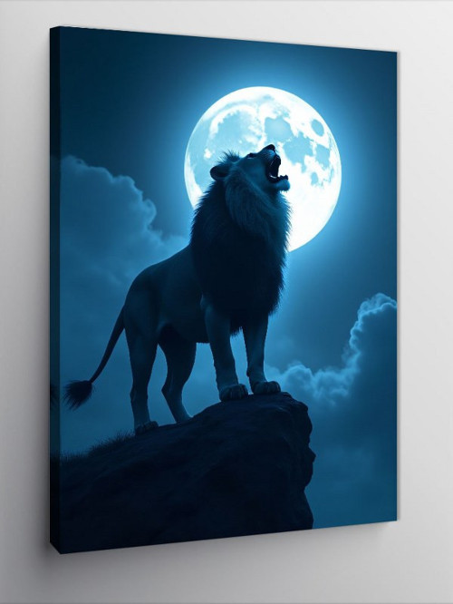 Kanvas Tablo Ayışığında Aslan