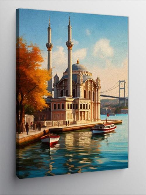 Kanvas Tablo Boğaziçi Camii Çizimi