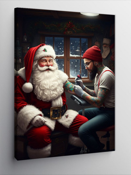 Kanvas Tablo Dövme Yaptıran Noel Baba