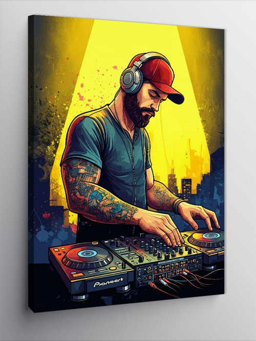 Kanvas Tablo Dj Ve Renkli Arkaplan