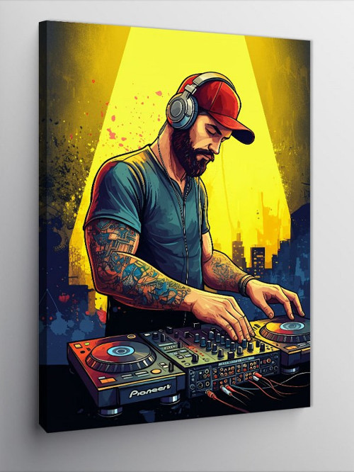 Kanvas Tablo Dj Ve Renkli Arkaplan