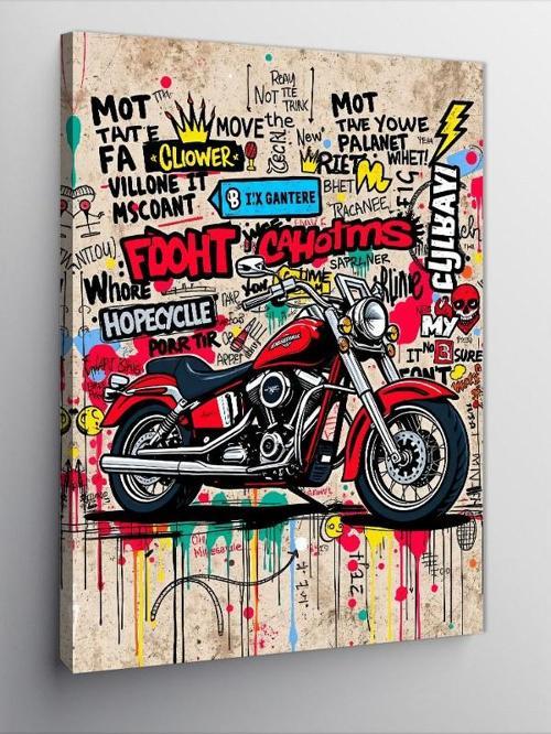Kanvas Tablo Grafiti Motosiklet