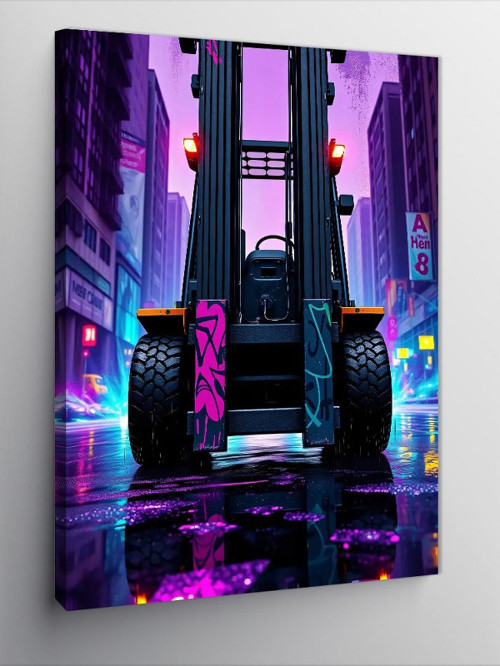 Kanvas Tablo Gece Sokakta Forklift