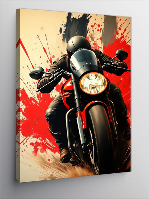 Kanvas Tablo Hızlı Siyah Motosiklet