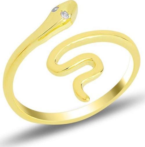 Gümüş altın yaldızlı ayarlamalı yılan yüzük