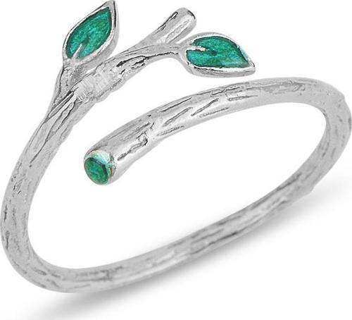 Gümüş rodyumlu mineli sarmaşık modeli ayarlamalı yüzük 