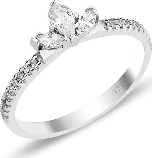 Gümüş rodyumlu zirkon taşlı lotus yüzük