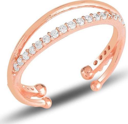 Gümüş rose zirkon taşlı ayarlamalı yüzük 